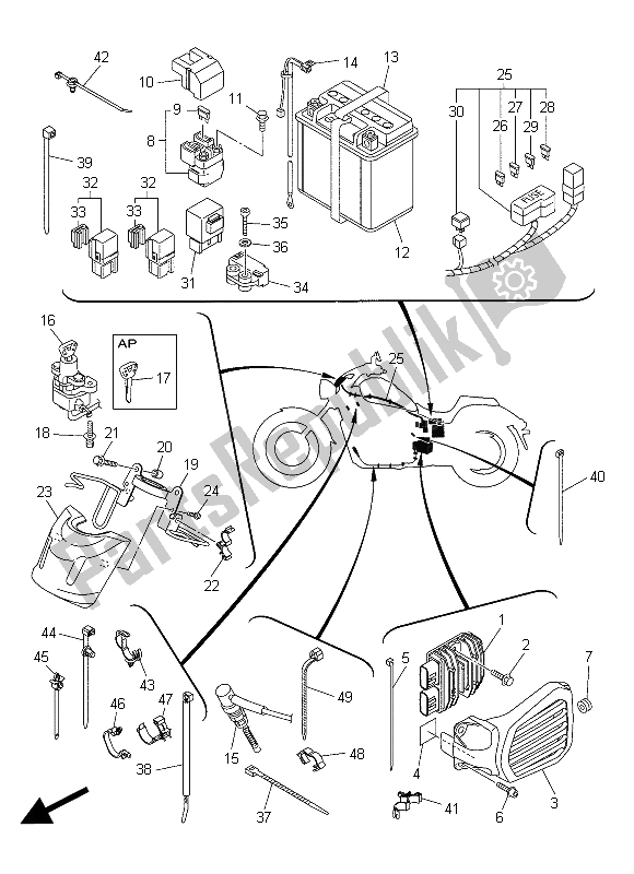 All parts for the Electrical 2 of the Yamaha XVS 1300 CU 2015