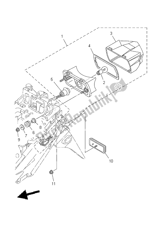 All parts for the Taillight of the Yamaha TDM 900 2009