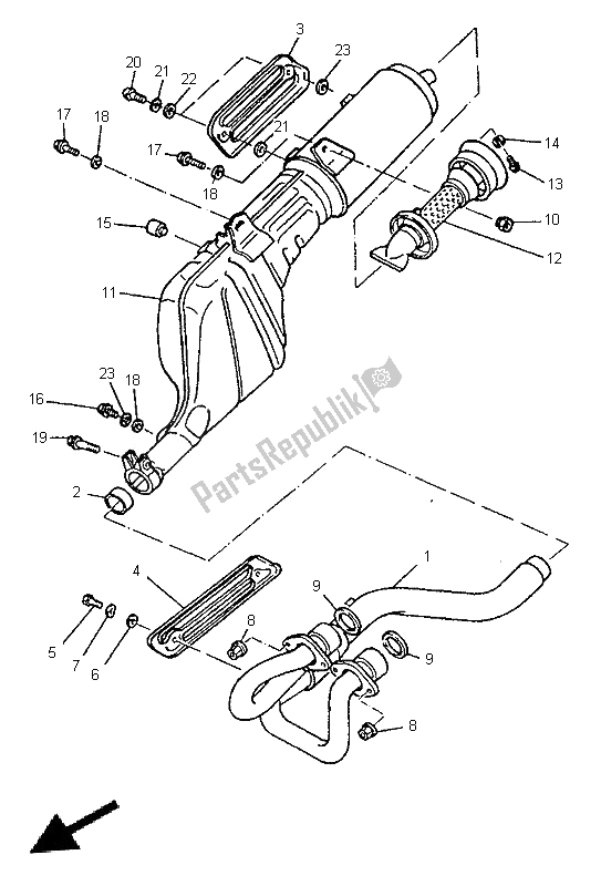 All parts for the Exhaust of the Yamaha TT 600E 1996