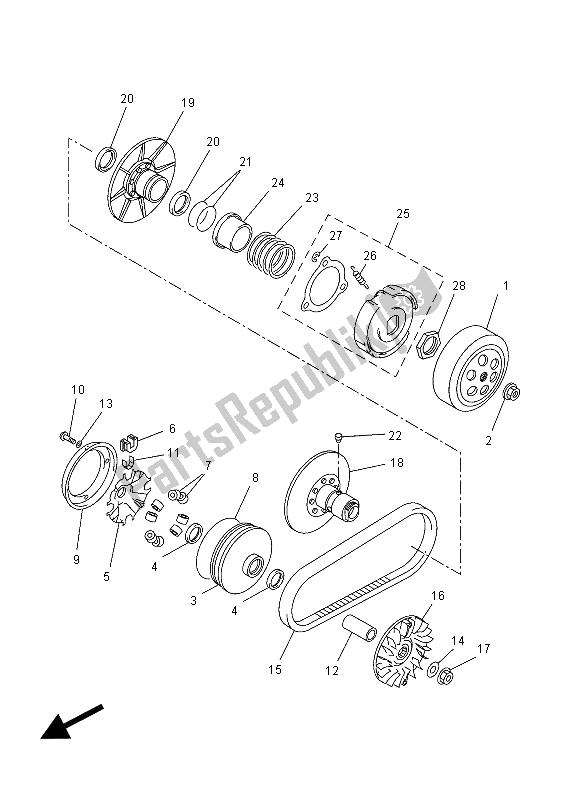 All parts for the Clutch of the Yamaha VP 250 X City 2012