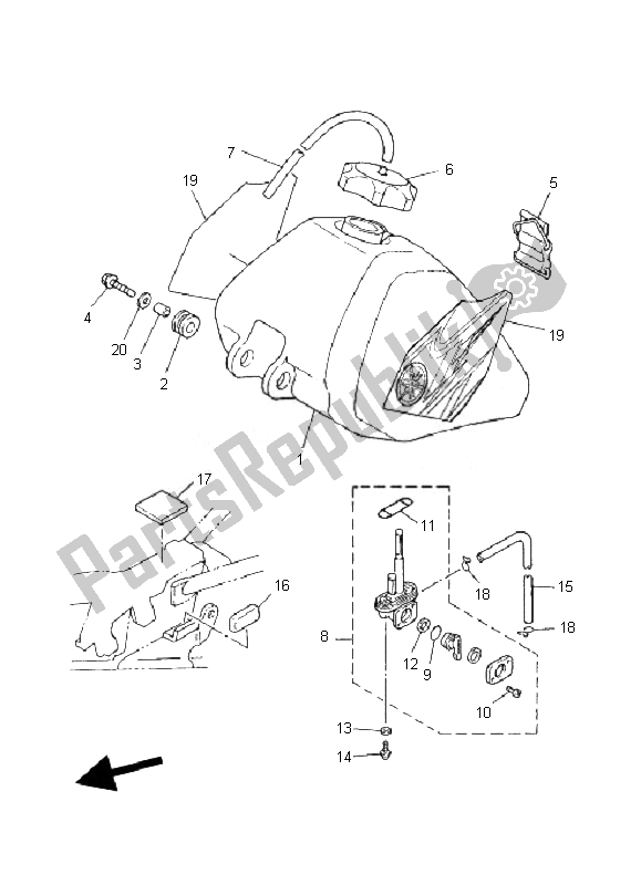 Tutte le parti per il Serbatoio Di Carburante del Yamaha PW 80 2007