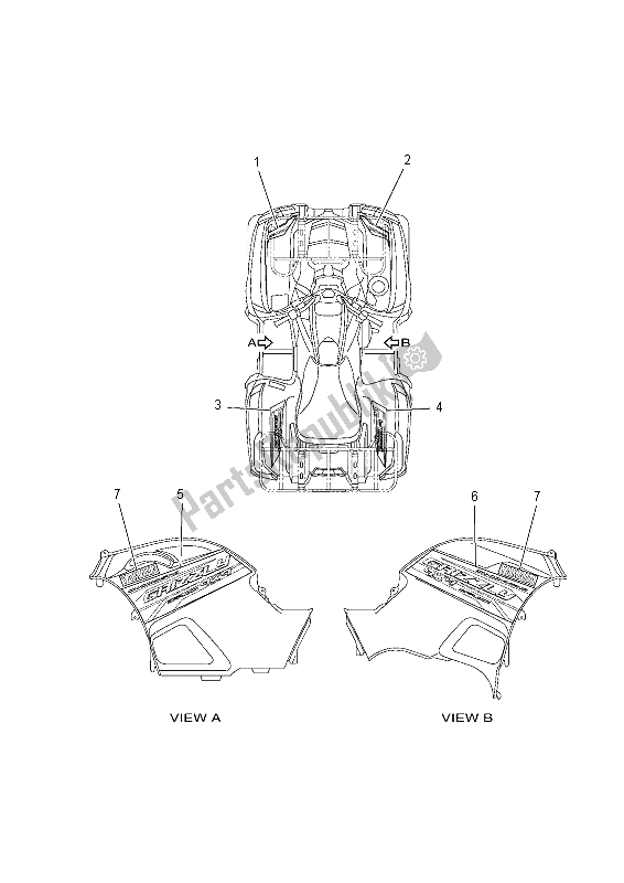 Tutte le parti per il Grafica del Yamaha YFM 550 Fwad Dpbse Grizzly 4X4 2014