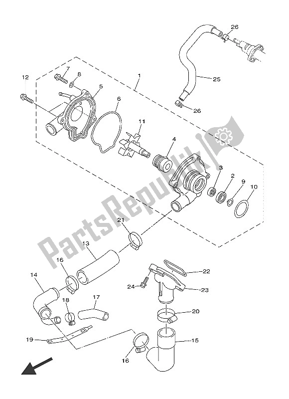 Alle onderdelen voor de Waterpomp van de Yamaha XJ6 NA 600 2016