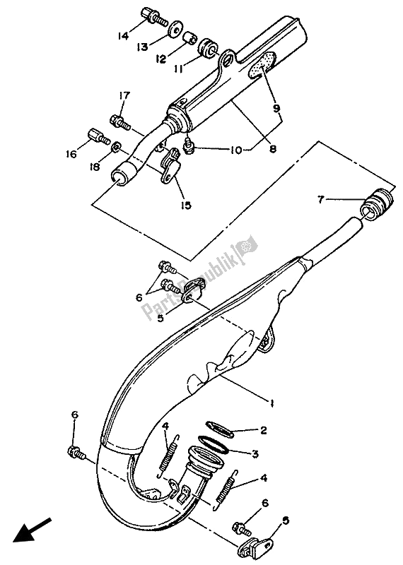 Tutte le parti per il Scarico del Yamaha YZ 125 1989