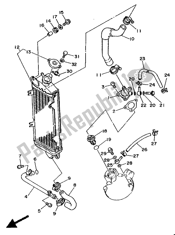 Tutte le parti per il Tubo Del Radiatore del Yamaha DT 125R 1991