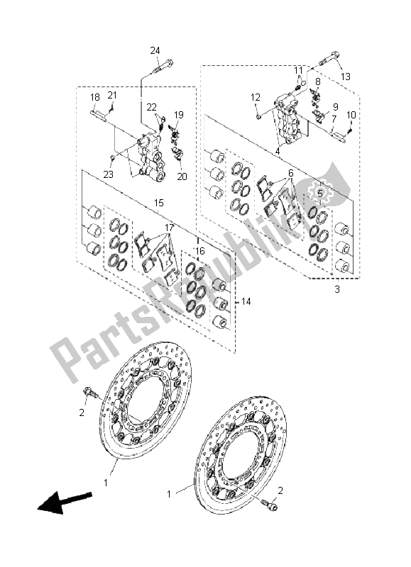 Tutte le parti per il Pinza Freno Anteriore del Yamaha MT 01S 1670 2009