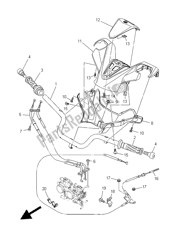 Alle onderdelen voor de Stuurhendel En Kabel van de Yamaha XP 500 2014