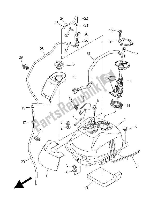 Alle onderdelen voor de Benzinetank van de Yamaha XP 500A 2014