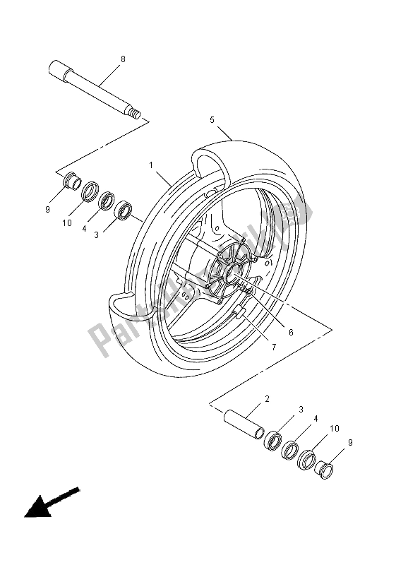 Todas las partes para Rueda Delantera de Yamaha YZF R1 1000 2000