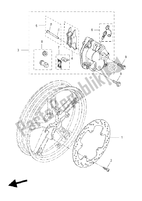 All parts for the Front Brake Caliper of the Yamaha YZF R 125 2011