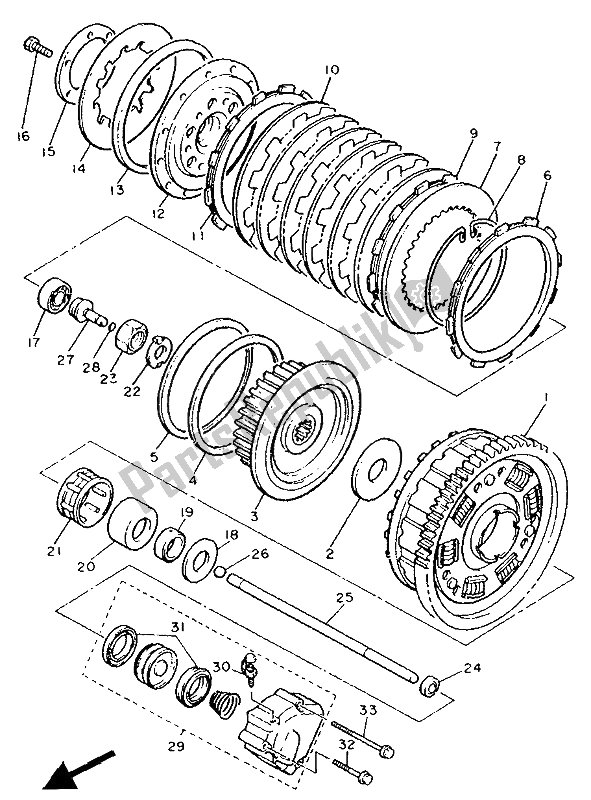 Tutte le parti per il Frizione del Yamaha FJ 1200A 1991