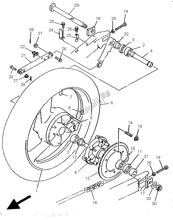 Toutes les pièces pour le Roue Arrière du Yamaha TRX 850 1996