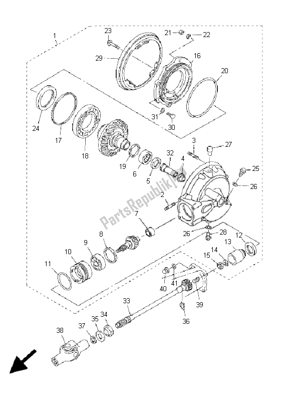 All parts for the Drive Shaft of the Yamaha FJR 1300 2001