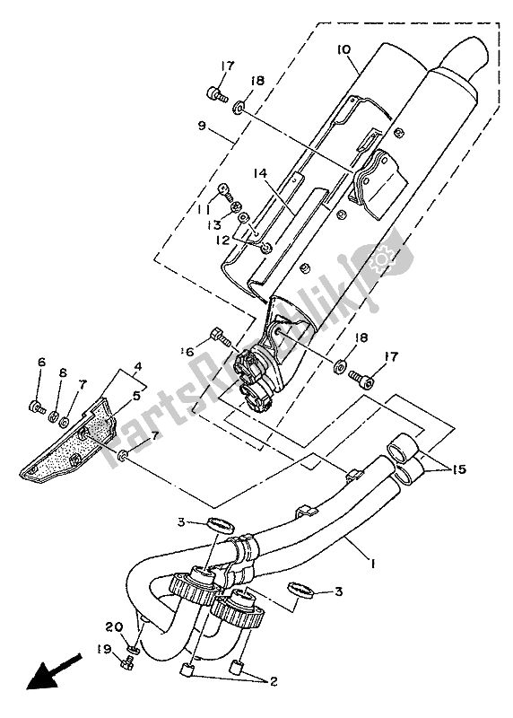 Toutes les pièces pour le échappement du Yamaha XTZ 750 Supertenere 1994