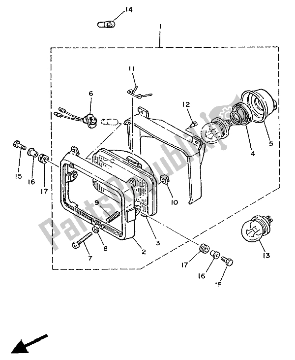 Tutte le parti per il Faro del Yamaha XT 350 1991