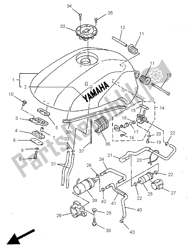 Alle onderdelen voor de Benzinetank van de Yamaha FZS 600 1998