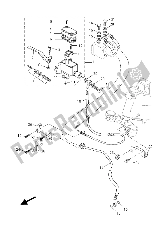 All parts for the Front Master Cylinder of the Yamaha MT 125A 2015