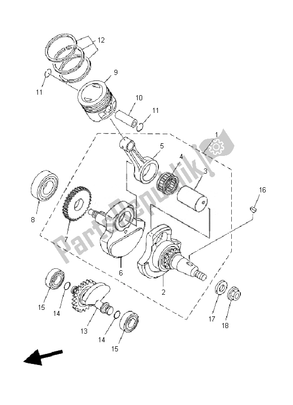 Todas las partes para Cigüeñal Y Pistón de Yamaha TT R 125E SW LW 2007