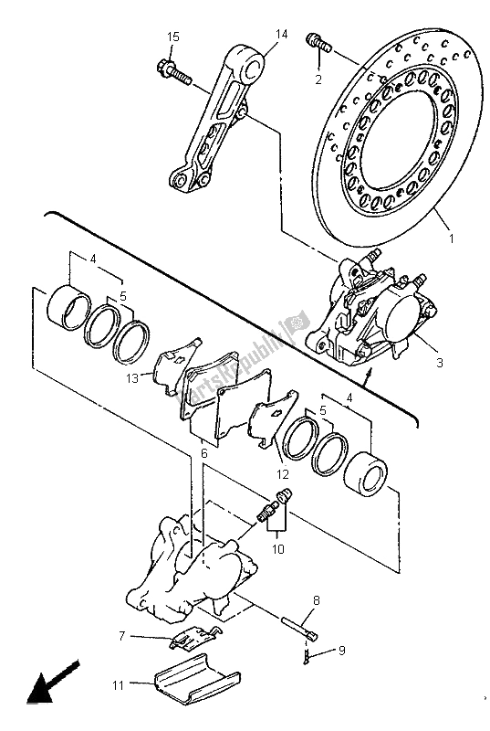 Tutte le parti per il Pinza Freno Posteriore del Yamaha XJR 1200 1995