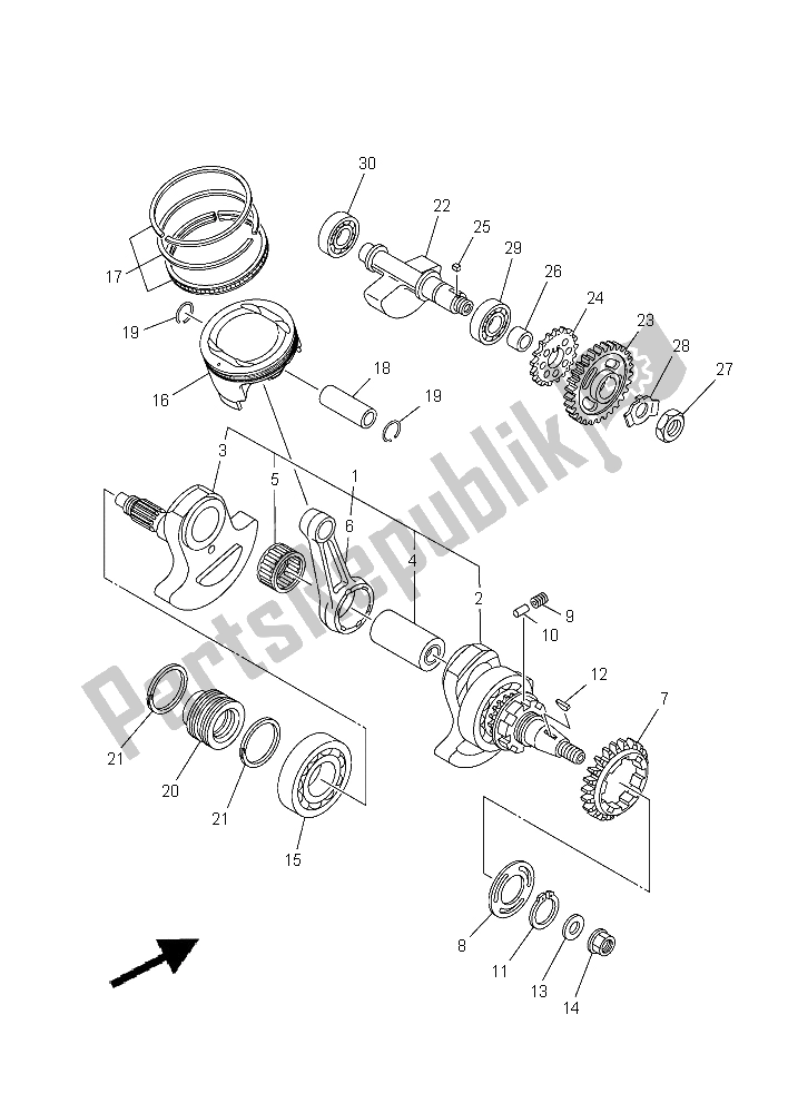 All parts for the Crankshaft & Piston of the Yamaha YXM 700E Yamaha Black 2015