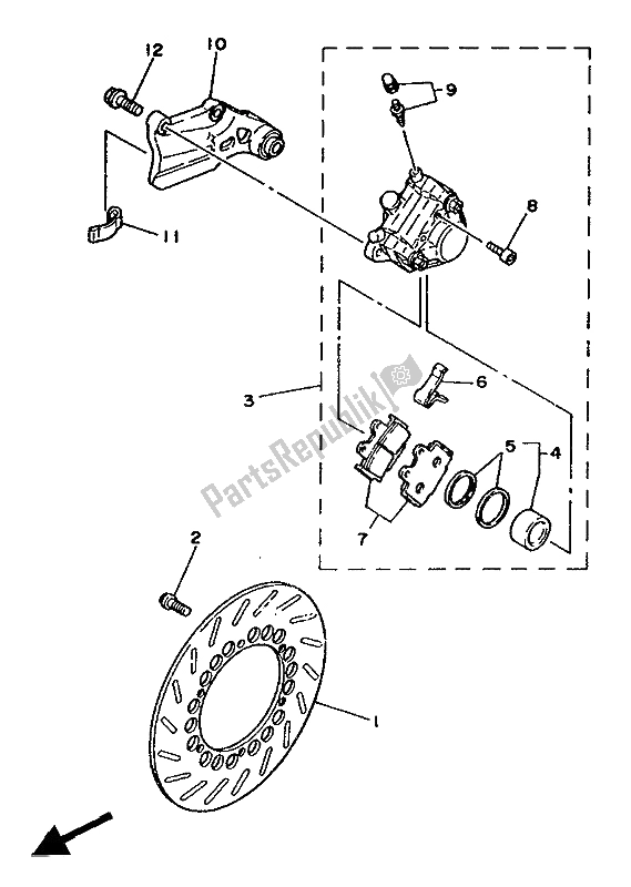 Wszystkie części do Zacisk Hamulca Tylnego Yamaha RD 350 LCF 1988