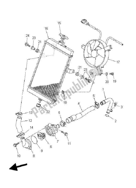 Toutes les pièces pour le Tuyau De Radiateur du Yamaha YFM 660R 2002