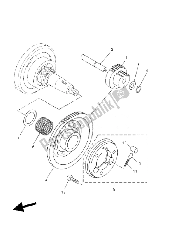 All parts for the Starter Clutch of the Yamaha WR 125R 2010