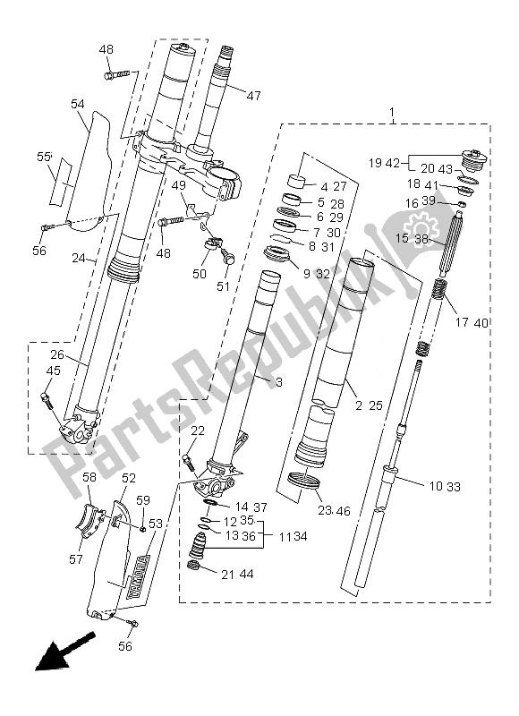 All parts for the Front Fork of the Yamaha WR 250R 2013