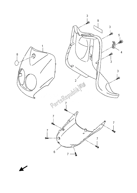 All parts for the Leg Shield of the Yamaha YN 50E 2013