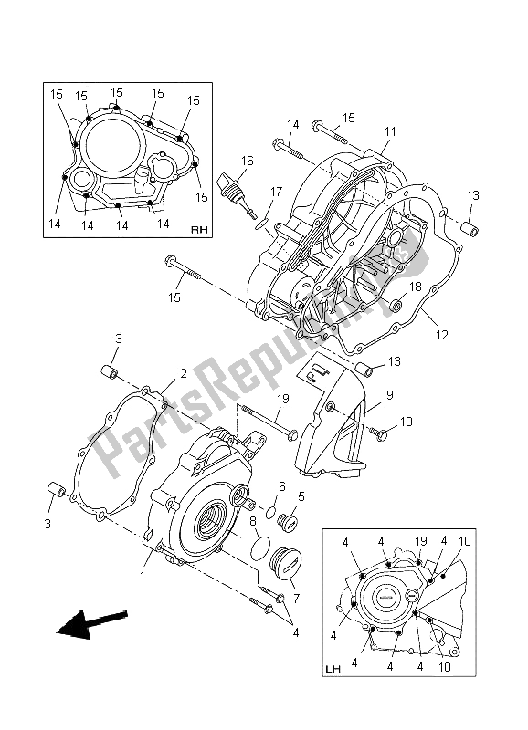 All parts for the Crankcase Cover 1 of the Yamaha WR 125X 2009