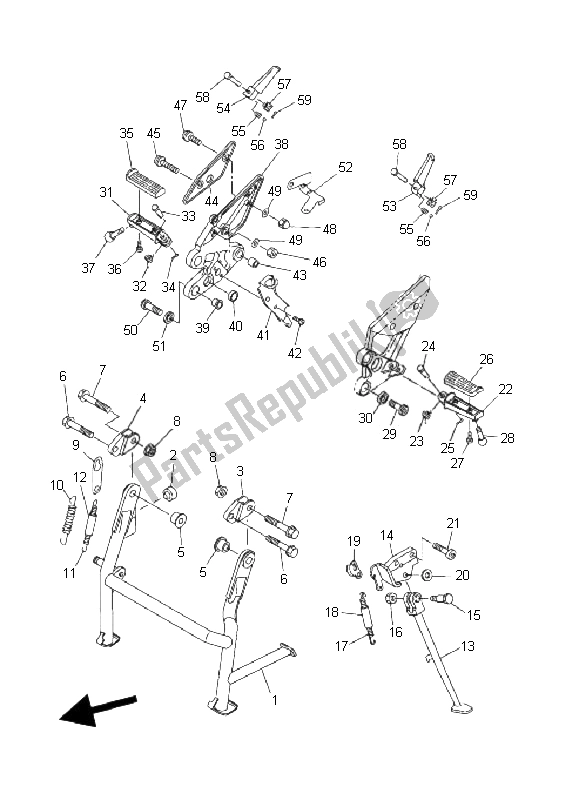 All parts for the Stand & Footrest of the Yamaha FZ6 SS Fazer 600 2006