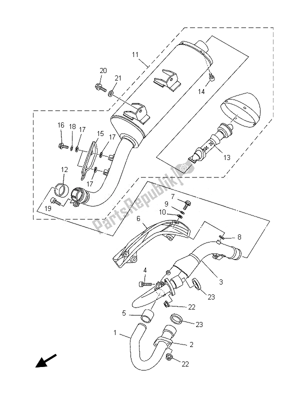 All parts for the Exhaust of the Yamaha YFM 700 Rsed 2013