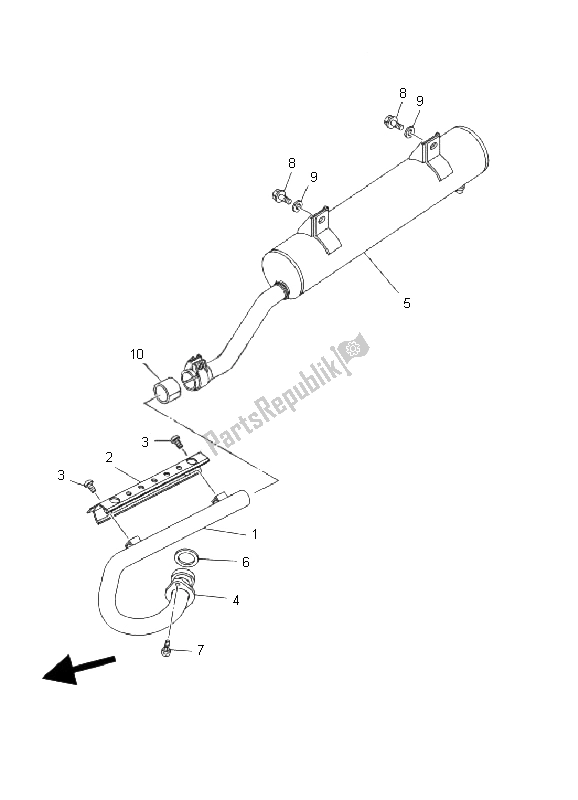 All parts for the Exhaust of the Yamaha YFM 250 Bear Tracker 2X4 2002