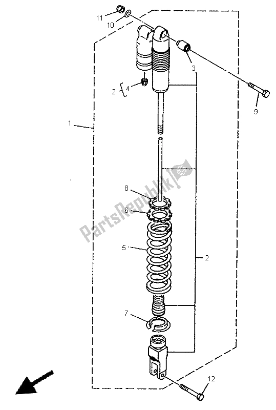 Toutes les pièces pour le Suspension Arrière du Yamaha YZ 80 LC 1997