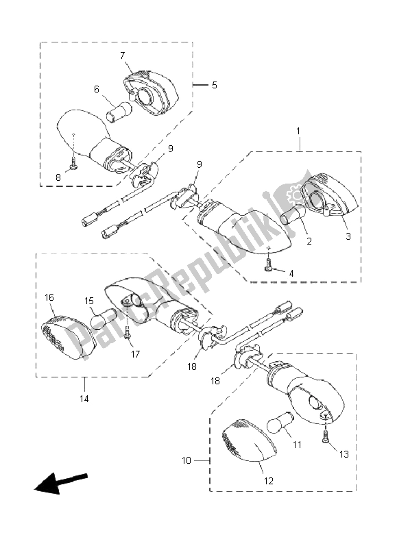 Toutes les pièces pour le Lumière Clignotante du Yamaha MT 01 1670 2008