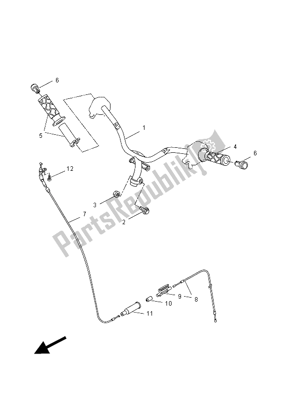 All parts for the Steering Handle & Cable of the Yamaha YQ 50L Aerox 50 TH Anniversary 2012