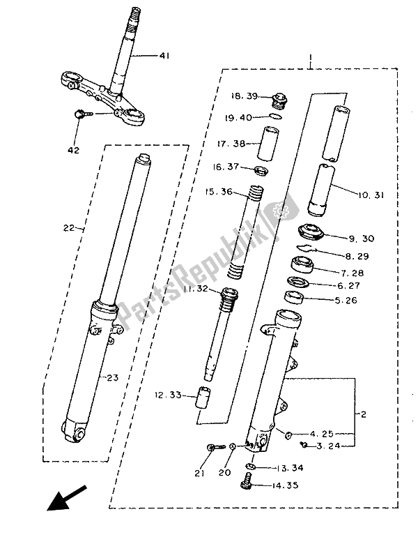 Wszystkie części do Przedni Widelec Yamaha XJ 600S Diversion 1992