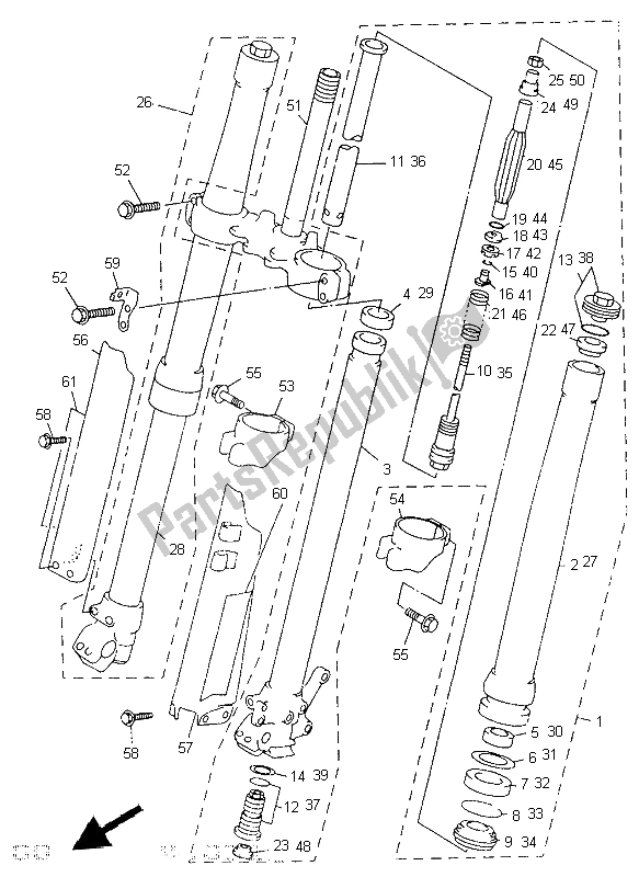 Tutte le parti per il Forcella Anteriore del Yamaha WR 250Z 1997