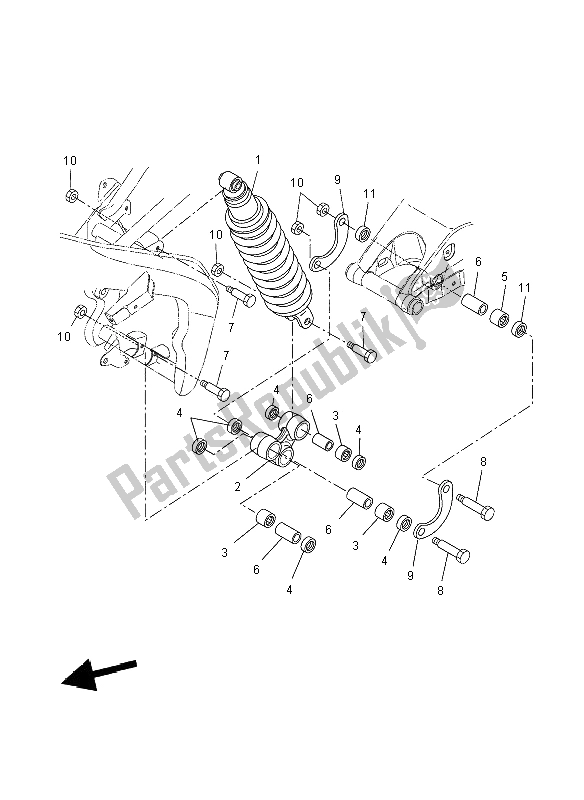 All parts for the Rear Suspension of the Yamaha YZF R 125 2008