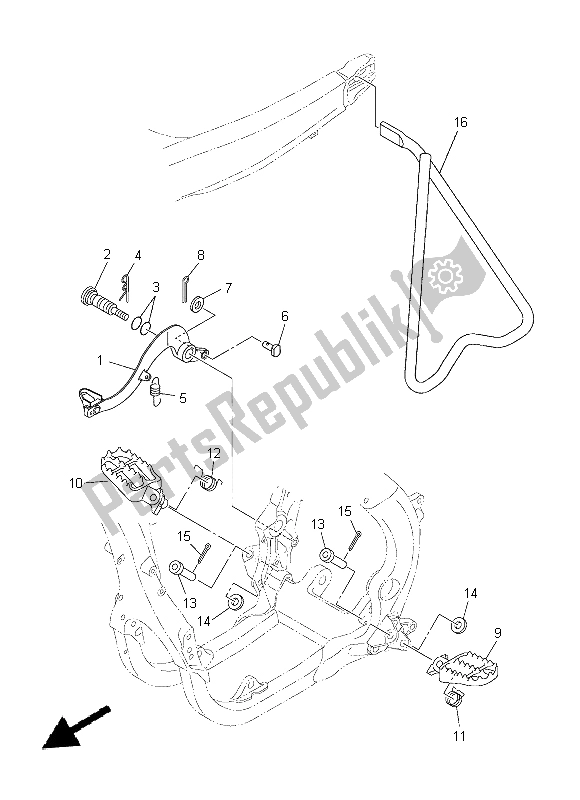 All parts for the Stand & Footrest of the Yamaha YZ 250F 2015