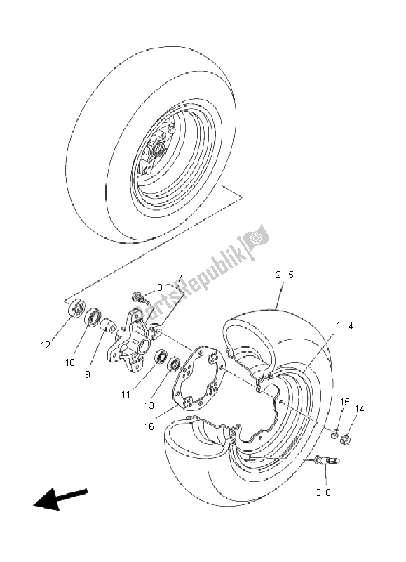 All parts for the Front Wheel of the Yamaha YFM 700R 2008