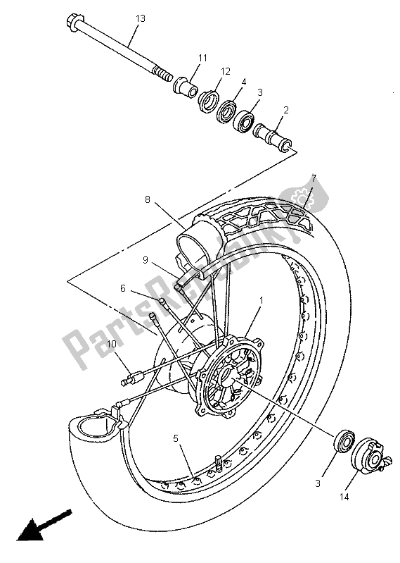 Wszystkie części do Przednie Ko? O Yamaha XV 250 Virago 1996