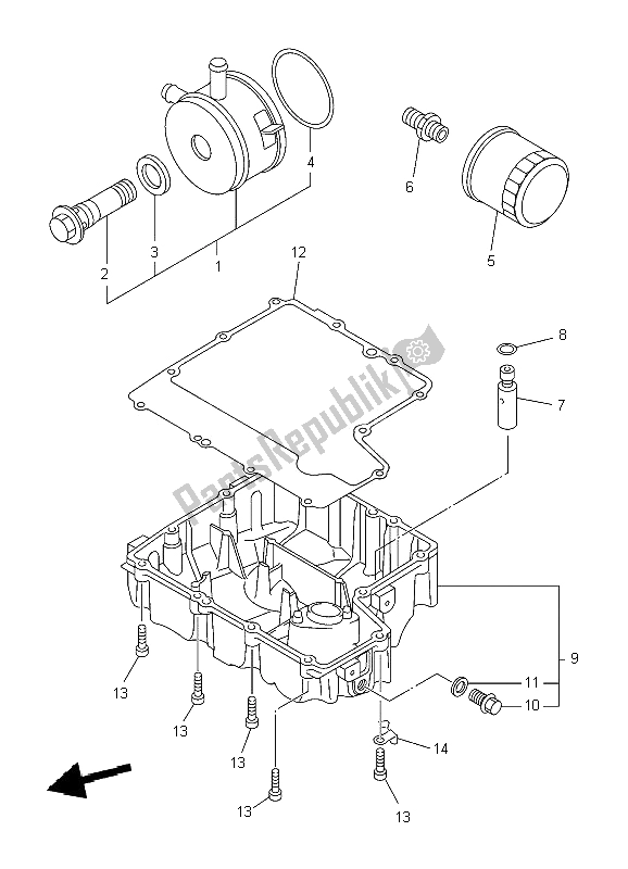 All parts for the Oil Cleaner of the Yamaha XJ6 SY 600 2009