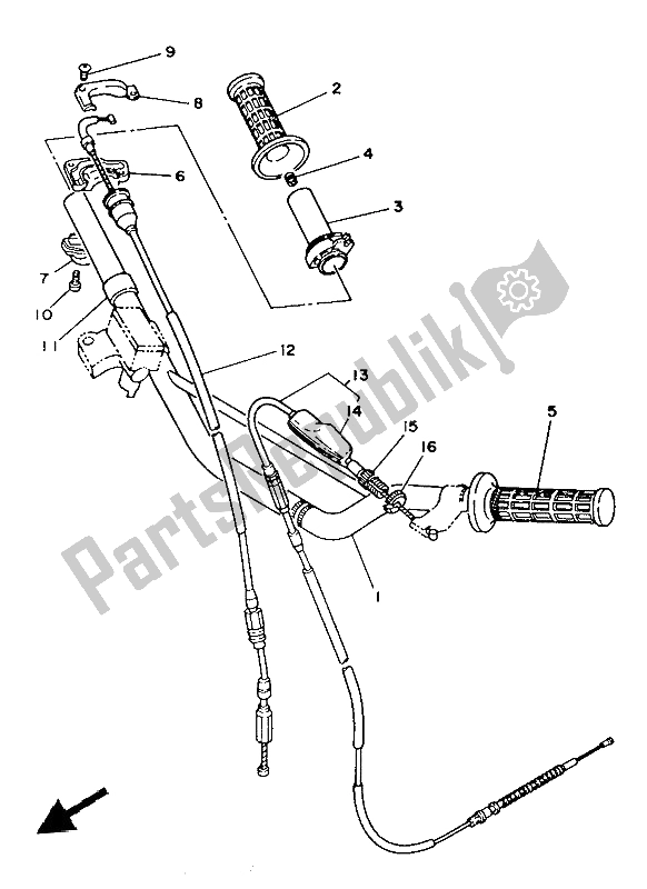 All parts for the Steering Handle & Cable of the Yamaha YZ 80 1986