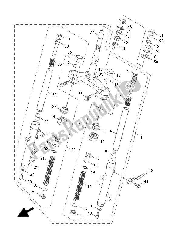 All parts for the Front Fork of the Yamaha XC 125 Cygnus X 2008