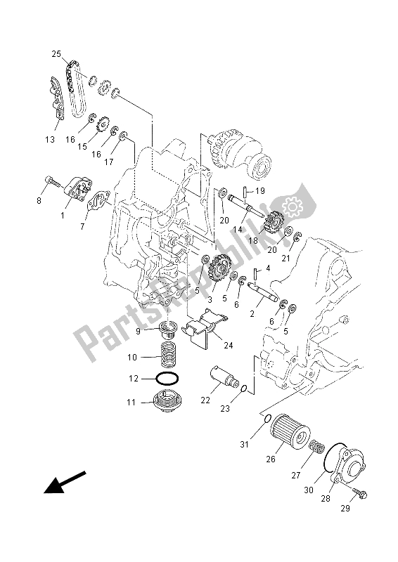 All parts for the Oil Pump of the Yamaha YP 400 RA 2014