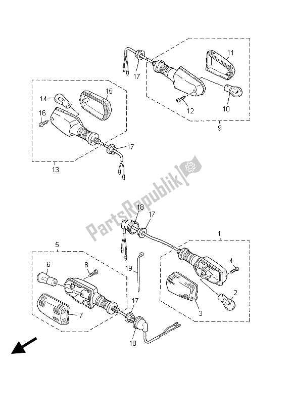 Todas las partes para Luz Intermitente de Yamaha XJR 1300 2003