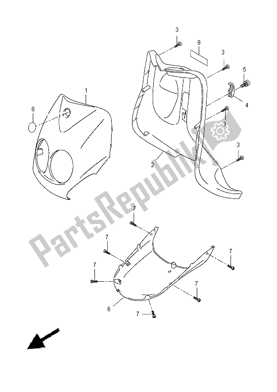 All parts for the Leg Shield of the Yamaha YN 50 FU 2014