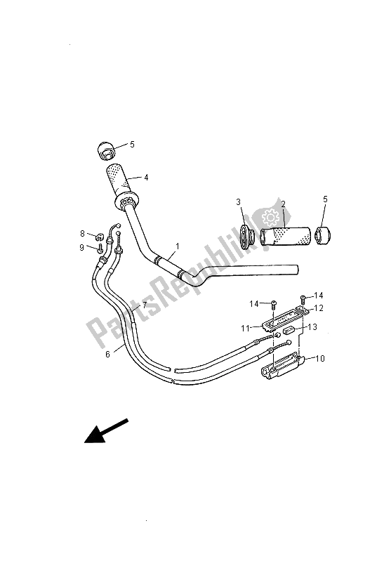 Alle onderdelen voor de Stuurhendel En Kabel van de Yamaha V MAX 12 1200 2002