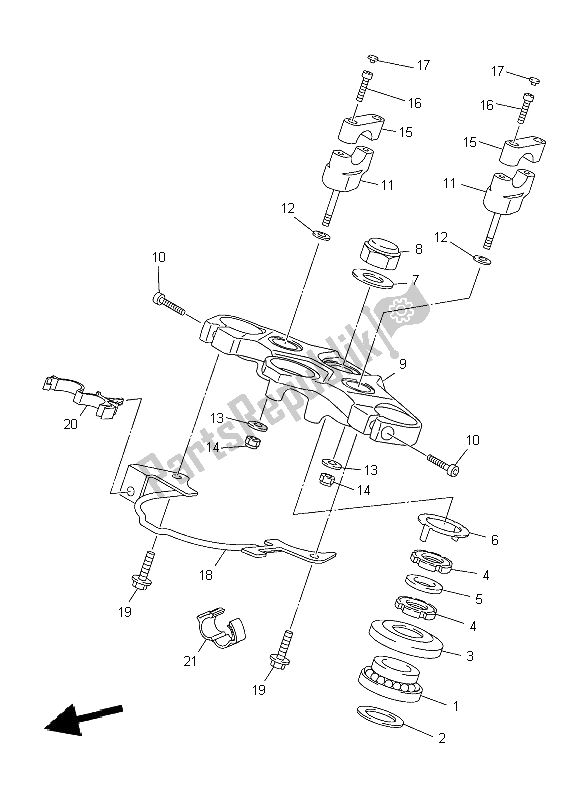 All parts for the Steering of the Yamaha XJ6 SY 600 2009